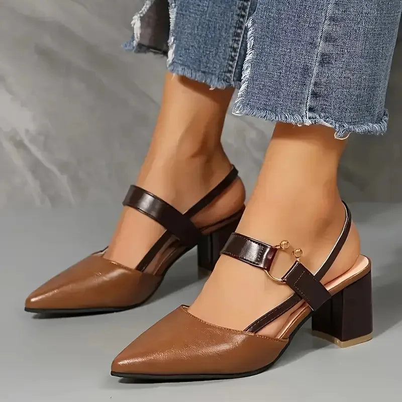 Women's Pointed Toe Block High Heel Sandals