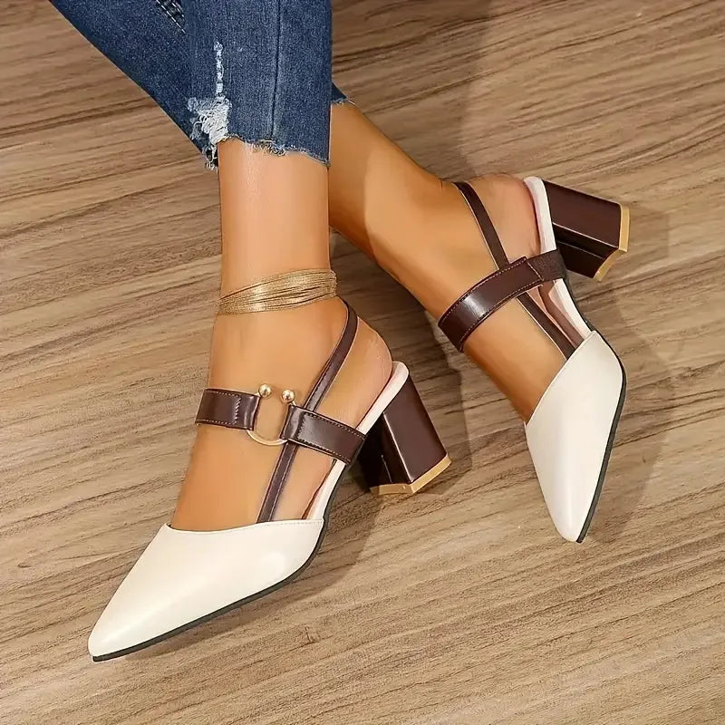 Women's Pointed Toe Block High Heel Sandals