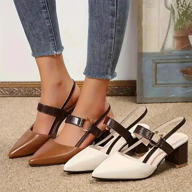 Women's Pointed Toe Block High Heel Sandals
